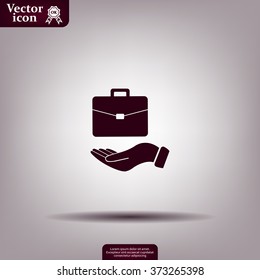 flat hands showing portfolio case icon