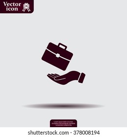 flat hands showing portfolio case icon