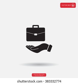 flat hands showing portfolio case icon
