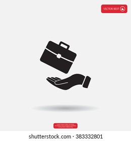 flat hands showing portfolio case icon