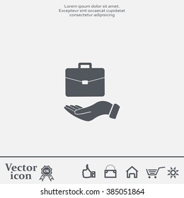flat hands showing portfolio case icon