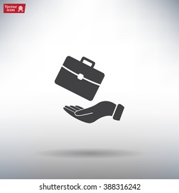 flat hands showing portfolio case icon