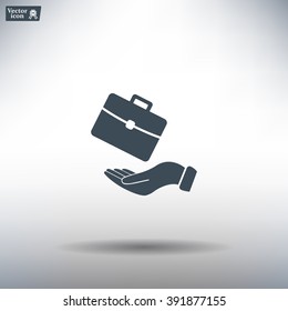 flat hands showing portfolio case icon