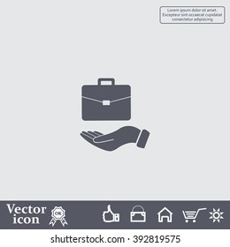 flat hands showing portfolio case icon