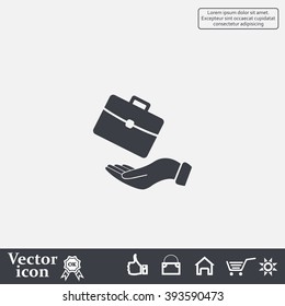 flat hands showing portfolio case icon