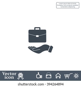 flat hands showing portfolio case icon