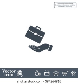 flat hands showing portfolio case icon