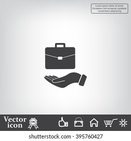 flat hands showing portfolio case icon