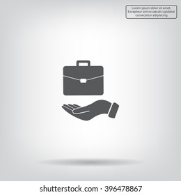 flat hands showing portfolio case icon