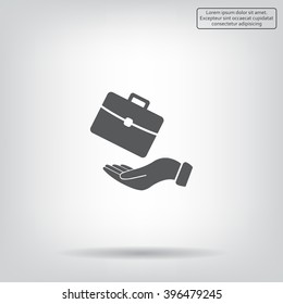 flat hands showing portfolio case icon