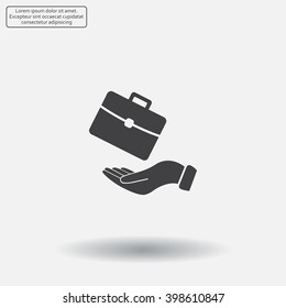 flat hands showing portfolio case icon