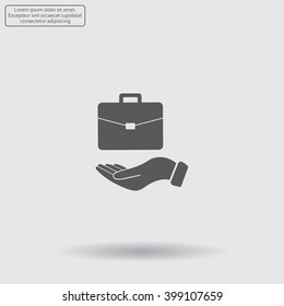 flat hands showing portfolio case icon