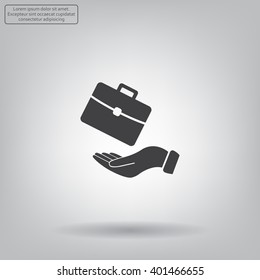 flat hands showing portfolio case icon