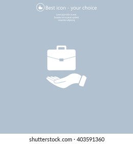 flat hands showing portfolio case icon