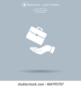 flat hands showing portfolio case icon