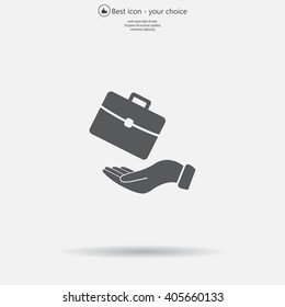 flat hands showing portfolio case icon