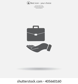 flat hands showing portfolio case icon