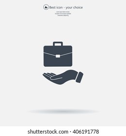 flat hands showing portfolio case icon