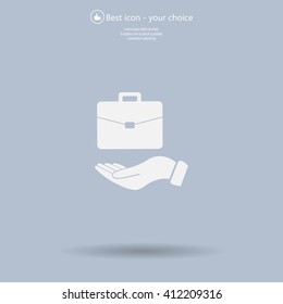 flat hands showing portfolio case icon