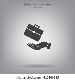 flat hands showing portfolio case icon