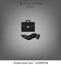 flat hands showing portfolio case icon