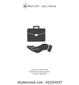 flat hands showing portfolio case icon