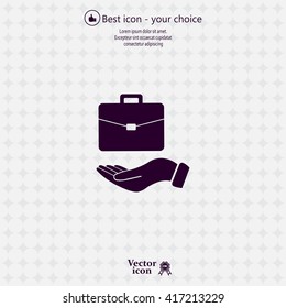 flat hands showing portfolio case icon