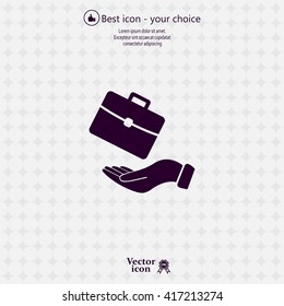 flat hands showing portfolio case icon
