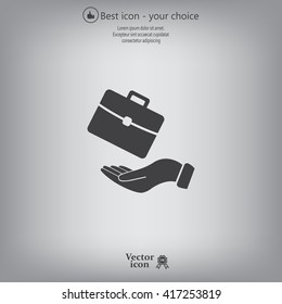 flat hands showing portfolio case icon