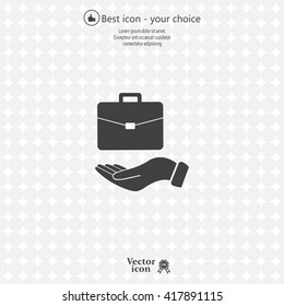 flat hands showing portfolio case icon
