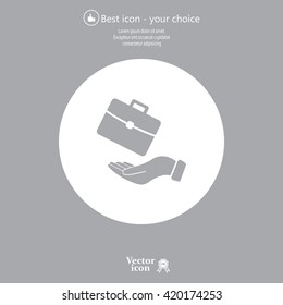 flat hands showing portfolio case icon