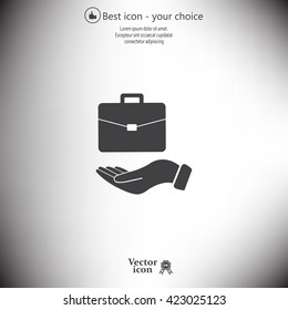flat hands showing portfolio case icon