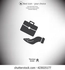 flat hands showing portfolio case icon