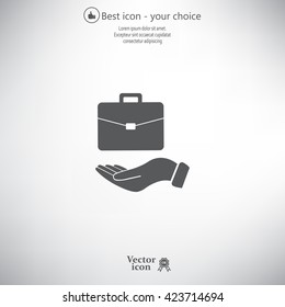 flat hands showing portfolio case icon