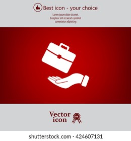 flat hands showing portfolio case icon
