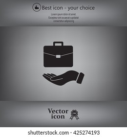 flat hands showing portfolio case icon