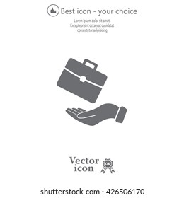 flat hands showing portfolio case icon