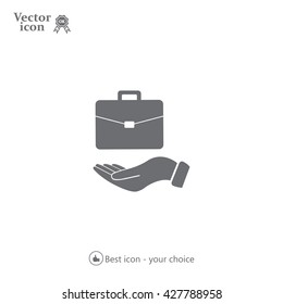 flat hands showing portfolio case icon