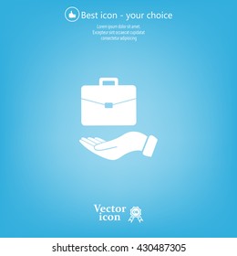 flat hands showing portfolio case icon