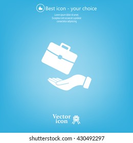 flat hands showing portfolio case icon