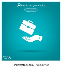 flat hands showing portfolio case icon
