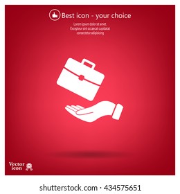 flat hands showing portfolio case icon