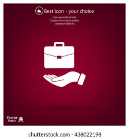 flat hands showing portfolio case icon