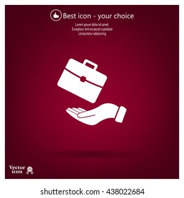 flat hands showing portfolio case icon