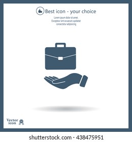 flat hands showing portfolio case icon