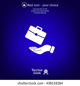 flat hands showing portfolio case icon