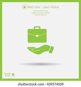 flat hands showing portfolio case icon