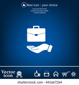 flat hands showing portfolio case icon