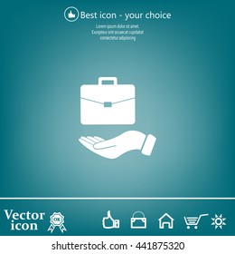 flat hands showing portfolio case icon