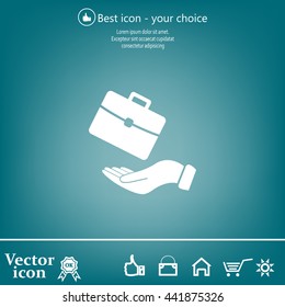 flat hands showing portfolio case icon